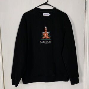 Collegiate Clemson University Embroidered Black Pullover Crewneck Sweater Size L